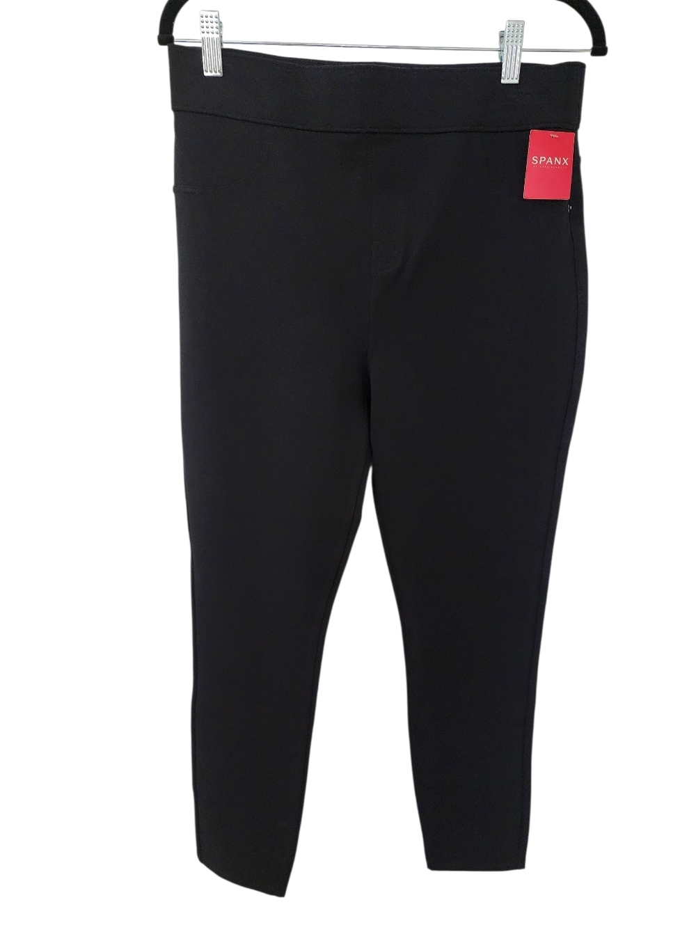 SPANX Black Faux Front Pull On Pants Leggings Size Large NWT High Rise Ponte Sli